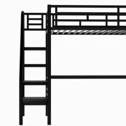 Metal Twin Size Loft Bed With Desk, Black - ModernLuxe -Children Furniture Store GUEST a5f794d9 5e27 4bba abeb d40fb3449f71