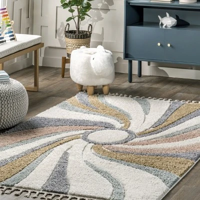 Theodora Colorful Swirl Kids Tassel Area Rug 10 Theodora Colorful Swirl Kids Tassel Area Rug - Image 8