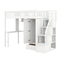 Twin Size Loft Bed With Shelf, Drawers, Desk And Wardrobe - ModernLuxe 17 Twin Size Loft Bed With Shelf, Drawers, Desk And Wardrobe - ModernLuxe -Children Furniture Store GUEST a7b7dae5 438b 406c 883b 245f00a4be46