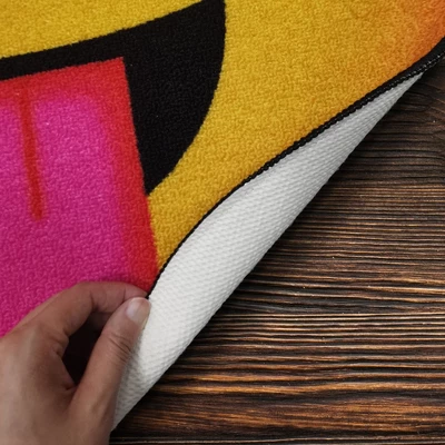 Deerlux Emoji Style Round Funny Smiley Face Kids Area Rug, Tongue Out Emoji Rug 6 Deerlux Emoji Style Round Funny Smiley Face Kids Area Rug, Tongue Out Emoji Rug - Image 4