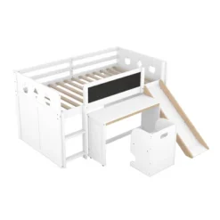 Wood Loft Bed With Slide, Cabinets, Blackboard, Desk And Chair-ModernLuxe -Children Furniture Store GUEST a9d47b9a 43e3 4380 bb02 363fb0aa521c