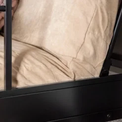 Twin Over Futon Analise Metal Bunk Bed Black - Saracina Home -Children Furniture Store GUEST aa2d1e2d b75c 4bdb 9c73 1846806f43c6