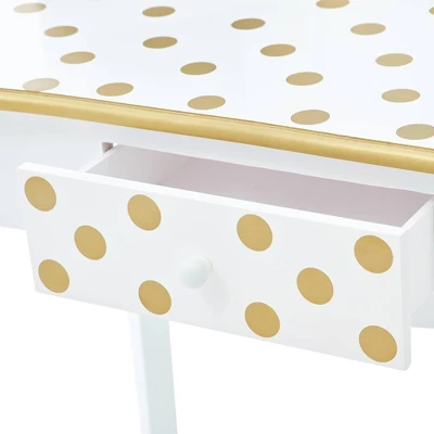 Fashion Polka Dot Gisele Play Vanity Set With Led Mirror White/Gold - Teamson Kids 9 Fashion Polka Dot Gisele Play Vanity Set With Led Mirror White/Gold - Teamson Kids - Image 7