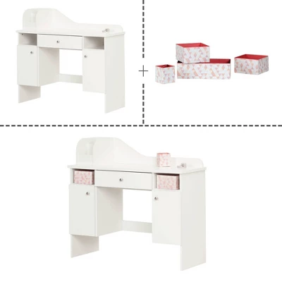 Vito Makeup Desk With Drawer Pure White/Pink - South Shore 10 Vito Makeup Desk With Drawer Pure White/Pink - South Shore - Image 8