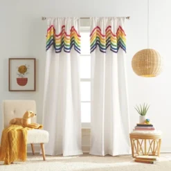 2pk Rainbow Tufted Striped Poletop Curtains - Dream Factory 13 2pk Rainbow Tufted Striped Poletop Curtains - Dream Factory -Children Furniture Store GUEST ace91d7f fde8 4e46 85e1 294922e0103e