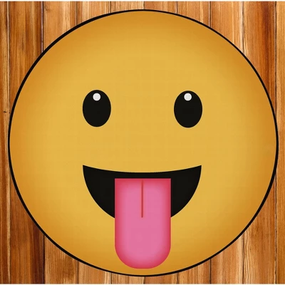 Deerlux Emoji Style Round Funny Smiley Face Kids Area Rug, Tongue Out Emoji Rug 8 Deerlux Emoji Style Round Funny Smiley Face Kids Area Rug, Tongue Out Emoji Rug - Image 6
