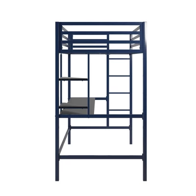 Twin Maxwell Metal Loft Bed With Desk & Shelves Blue/Black - Novogratz 7 Twin Maxwell Metal Loft Bed With Desk & Shelves Blue/Black - Novogratz - Image 5