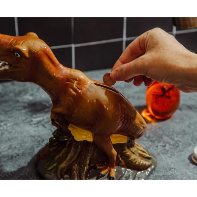 Silver Buffalo Jurassic World T-Rex 6-Inch Ceramic Sculpted Coin Bank Storage 7 Silver Buffalo Jurassic World T-Rex 6-Inch Ceramic Sculpted Coin Bank Storage - Image 5
