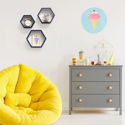 8" X 10" X 12" Set Of 3 Hexagon Shelves For Kids' Room - InPlace 3 8" X 10" X 12" Set Of 3 Hexagon Shelves For Kids' Room - InPlace