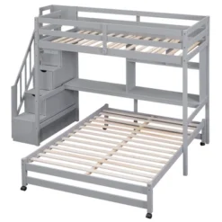 Twin Over Full Bunk Bed With Storage Stairs, Desk, Shelves And Hanger - ModernLuxe 18 Twin Over Full Bunk Bed With Storage Stairs, Desk, Shelves And Hanger - ModernLuxe -Children Furniture Store GUEST ae4e8b6f 2979 4999 86cd 53ef71203294
