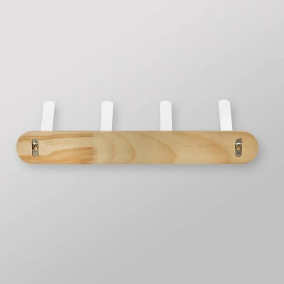 Metal And Wood Hanging Kids' Wall Hooks White - Pillowfort™ 5 Metal And Wood Hanging Kids' Wall Hooks White - Pillowfort™ - Image 3