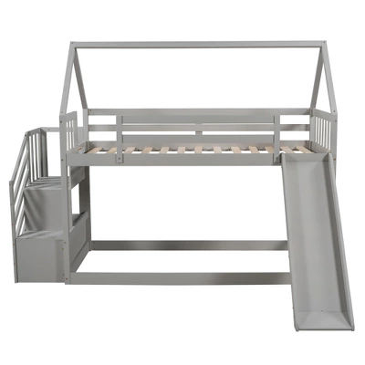 Twin Over Twin Bunk Bed In House Shape With Slide And Storage Staircase-ModernLuxe 6 Twin Over Twin Bunk Bed In House Shape With Slide And Storage Staircase-ModernLuxe - Image 4