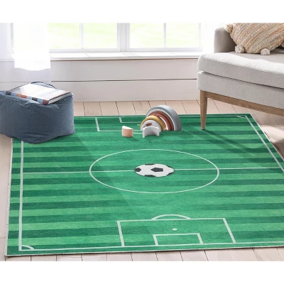 Well Woven Soccer Field Playmat Apollo Kids Collection Green Area Rug 3 Well Woven Soccer Field Playmat Apollo Kids Collection Green Area Rug