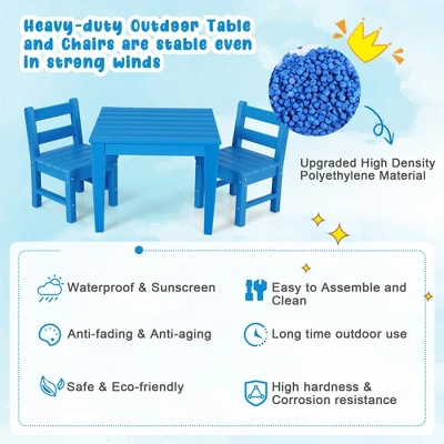 Costway 3PCS Kids Table & 2 Chairs Set Outdoor Heavy-Duty All-Weather Activity Table Set 11 Costway 3PCS Kids Table & 2 Chairs Set Outdoor Heavy-Duty All-Weather Activity Table Set - Image 9