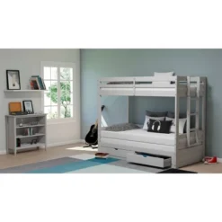 Twin To King Augusta Extending Day Bed With Bunk Bed And Storage Drawers Dove Gray - Alaterre Furniture -Children Furniture Store GUEST b80c9d57 a6b0 408e a9a2 6516c73a834a