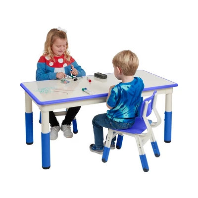 ECR4Kids Rectangle Dry-Erase Activity Table With 2 Adjustable Chairs, 3-Piece 4 ECR4Kids Rectangle Dry-Erase Activity Table With 2 Adjustable Chairs, 3-Piece - Image 2