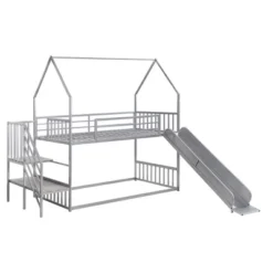 Twin Over Twin Metal Bunk Bed House Bed With Slide And Staircase-ModernLuxe 17 Twin Over Twin Metal Bunk Bed House Bed With Slide And Staircase-ModernLuxe -Children Furniture Store GUEST b988d43d 5193 4099 9f40 8647453ed70f