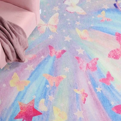Butterfly Colorful Kids Playroom Nursery Washable Indoor Area Rug By Blue Nile Mills 9 Butterfly Colorful Kids Playroom Nursery Washable Indoor Area Rug By Blue Nile Mills - Image 7