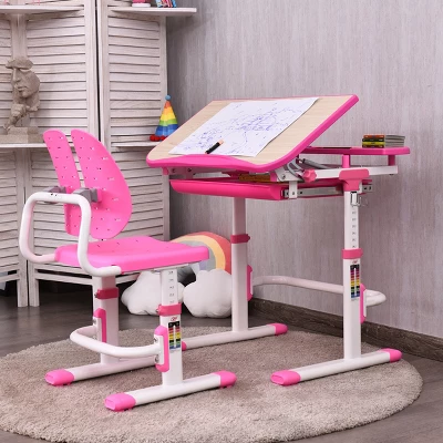 Costway Children Desk Chair Set Adjustable Study Table Drawer Winged Backrest Chair 5 Costway Children Desk Chair Set Adjustable Study Table Drawer Winged Backrest Chair - Image 3