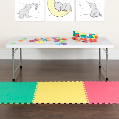 Emma And Oliver 4.93-Foot Kid's Granite White Plastic Folding Activity Table - Play Table 3 Emma And Oliver 4.93-Foot Kid's Granite White Plastic Folding Activity Table - Play Table