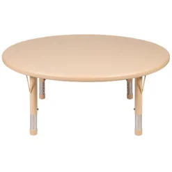 Emma And Oliver 45" Round Natural Plastic Height Adjustable Activity Table - School Table For 4 -Children Furniture Store GUEST bec8631c e39f 46ce 9dcc 37f8cc333cec