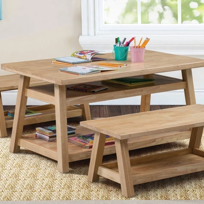 ECR4Kids Sit N' Stash Rectangular Table, Classroom Storage, Natural 5 ECR4Kids Sit N' Stash Rectangular Table, Classroom Storage, Natural - Image 3