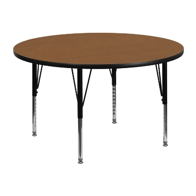 Flash Furniture 48'' Round Thermal Laminate Activity Table - Height Adjustable Short Legs 6 Flash Furniture 48'' Round Thermal Laminate Activity Table - Height Adjustable Short Legs - Image 4