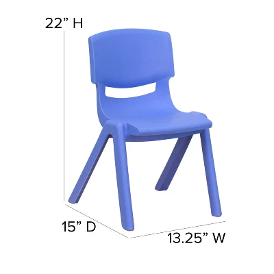 Emma And Oliver 4 Pack Plastic Stack School Chair With 12" Seat Height - Kids Chair 5 Emma And Oliver 4 Pack Plastic Stack School Chair With 12" Seat Height - Kids Chair - Image 3