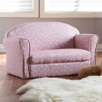 Erica Heart Upholstered Kids' 2 Seater Sofa Pink - Baxton Studio 7 Erica Heart Upholstered Kids' 2 Seater Sofa Pink - Baxton Studio - Image 5