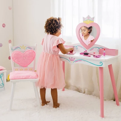 Princess Vanity Table And Chair Set - WildKin 3 Princess Vanity Table And Chair Set - WildKin