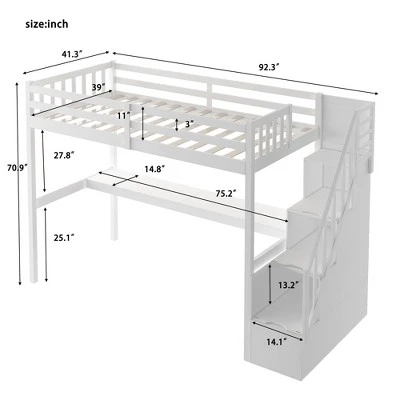 Twin Size Loft Bed With Staircase And Built-in Desk - ModernLuxe 4 Twin Size Loft Bed With Staircase And Built-in Desk - ModernLuxe - Image 2