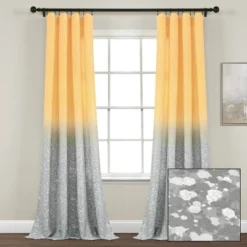 52"x84" Set Of 2 Glitter Ombre Metallic Print Window Curtain Panels - Lush Décor -Children Furniture Store GUEST c6b9d338 3677 4ad0 a033 a74bd7d61740