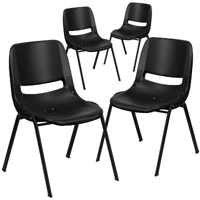 Flash Furniture 4 Pack HERCULES Series 440 Lb. Capacity Kid's Ergonomic Shell Stack Chair With 14" Seat Height 5 Flash Furniture 4 Pack HERCULES Series 440 Lb. Capacity Kid's Ergonomic Shell Stack Chair With 14" Seat Height - Image 3