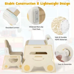 Costway Kids Drawing Table & Chair Set For Reading Playing With Pens & Blackboard Eraser Blue/Brown 18 Costway Kids Drawing Table & Chair Set For Reading Playing With Pens & Blackboard Eraser Blue/Brown -Children Furniture Store GUEST c893a212 e8ed 457d b3bf 63998d95c867