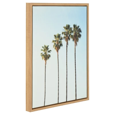 Palm Trees Framed Canvas Art Natural (24"x18") - Uniek 3 Palm Trees Framed Canvas Art Natural (24"x18") - Uniek