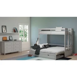 Twin To King Augusta Extending Day Bed With Bunk Bed And Storage Drawers Dove Gray - Alaterre Furniture -Children Furniture Store GUEST cbd596b1 e1ae 42c9 9cd8 0e77f52cb120