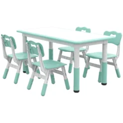 Qaba Kids Table And Chair Set With 4 Chairs, Adjustable Height, Easy To Clean Table Surface, For 1.5 - 5 Years Old 11 Qaba Kids Table And Chair Set With 4 Chairs, Adjustable Height, Easy To Clean Table Surface, For 1.5 - 5 Years Old -Children Furniture Store GUEST ce77aae1 c513 44f0 b087 0763280c0b4f