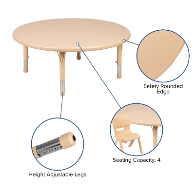Flash Furniture 45" Round Plastic Height Adjustable Activity Table 10 Flash Furniture 45" Round Plastic Height Adjustable Activity Table - Image 8