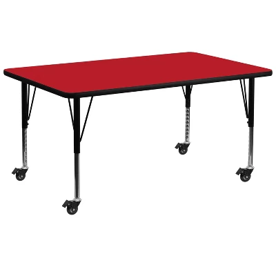 Flash Furniture Mobile 30''W X 72''L Rectangular HP Laminate Activity Table - Height Adjustable Short Legs 4 Flash Furniture Mobile 30''W X 72''L Rectangular HP Laminate Activity Table - Height Adjustable Short Legs - Image 2