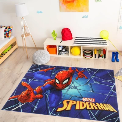 Marvel Spider-Man Web 54"x78" Area Rug Blue 3 Marvel Spider-Man Web 54"x78" Area Rug Blue