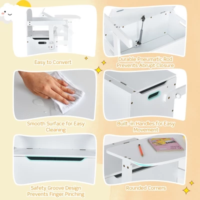 Costway 3-in-1 Kids Convertible Storage Bench Wood Activity Table And Chair Set 8 Costway 3-in-1 Kids Convertible Storage Bench Wood Activity Table And Chair Set - Image 6