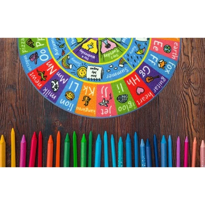 KC Cubs ABC Alphabet, Seasons, Months Days Of Week Educational Learning & Game Round Circle Rug For Kids And Children Bedrooms Playroom 4 KC Cubs ABC Alphabet, Seasons, Months Days Of Week Educational Learning & Game Round Circle Rug For Kids And Children Bedrooms Playroom - Image 2
