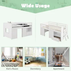 Costway Twin Size Low Loft Bed With Storage Drawer Activity Center Solid Wood Bed Frame 17 Costway Twin Size Low Loft Bed With Storage Drawer Activity Center Solid Wood Bed Frame -Children Furniture Store GUEST d8f55635 365c 4988 8c20 7d456e2dd844