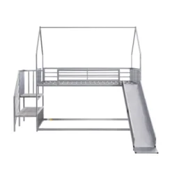 Twin Over Twin Metal Bunk Bed House Bed With Slide And Staircase-ModernLuxe 16 Twin Over Twin Metal Bunk Bed House Bed With Slide And Staircase-ModernLuxe -Children Furniture Store GUEST d92ea0f2 dc92 4f2a b7ee bd5b06c74792