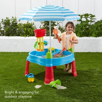 Best Choice Products Kids Sand & Water Outdoor Activity Table, 2-in-1 Play Set W/ 18 Accessories, Adjustable Umbrella 3 Best Choice Products Kids Sand & Water Outdoor Activity Table, 2-in-1 Play Set W/ 18 Accessories, Adjustable Umbrella