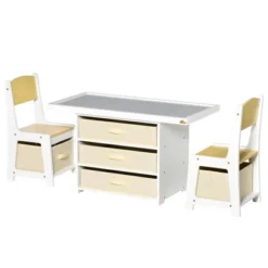 Qaba 3-in-1 Activity Table And Chair Set, Modern Kids Writing Desk Set, Bricks And Roads Style Table And Chair Set, 3pc Total, White 9 Qaba 3-in-1 Activity Table And Chair Set, Modern Kids Writing Desk Set, Bricks And Roads Style Table And Chair Set, 3pc Total, White -Children Furniture Store GUEST da84bcfb bb7c 476f 90be 937af614539f