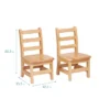 ECR4Kids Three Rung Ladderback Chair, Classroom Seating, Natural, 2-Pack