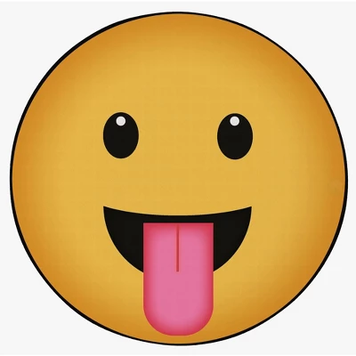 Deerlux Emoji Style Round Funny Smiley Face Kids Area Rug, Tongue Out Emoji Rug 4 Deerlux Emoji Style Round Funny Smiley Face Kids Area Rug, Tongue Out Emoji Rug - Image 2