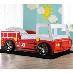 Twin Kamphora Fire Truck Engine Youth Bed - Red - MiBasics