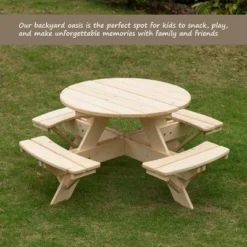 Gardenised Wooden Kids Round Picnic Table Bench, Outdoor Children's Backyard Table, Crafting, Dining, And Playtime Patio Table 15 Gardenised Wooden Kids Round Picnic Table Bench, Outdoor Children's Backyard Table, Crafting, Dining, And Playtime Patio Table -Children Furniture Store GUEST dda32692 b8e6 4bb9 ab0d c93bb3b5efa8